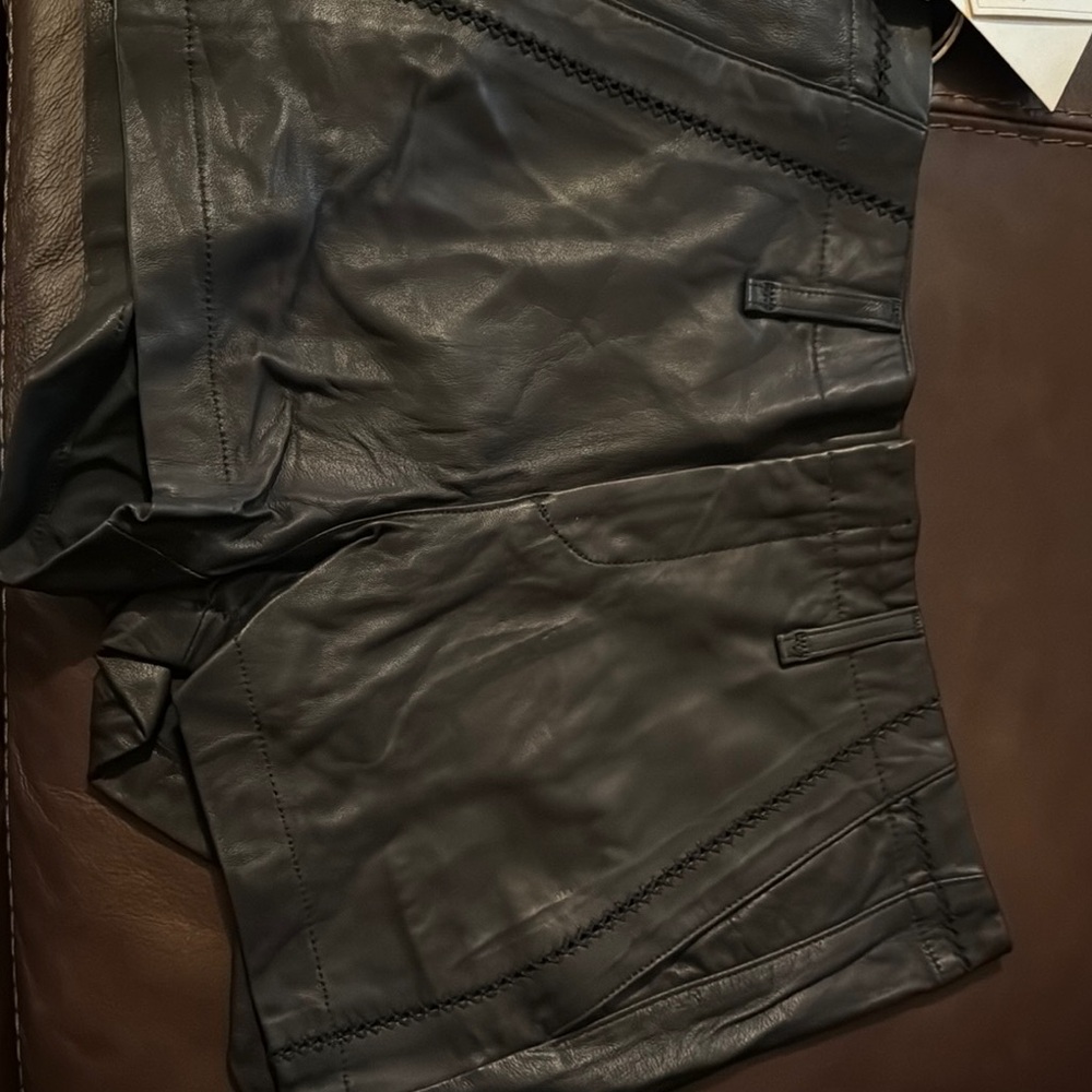 Rag & Bone Black Leather Separating Shorts